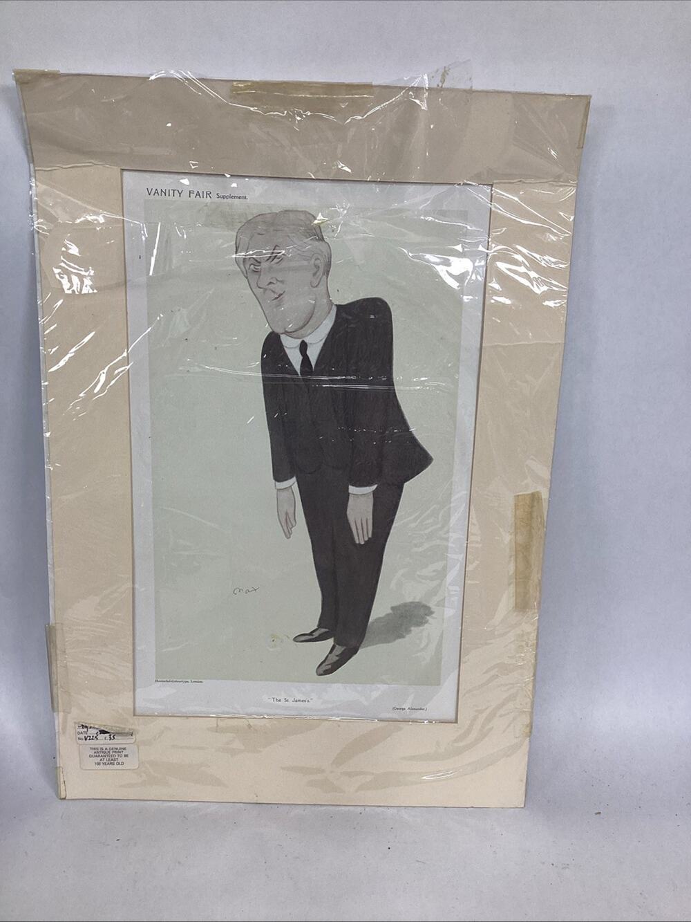 Original 1909 Vanity Fair Caricature George Alexander (St. James)By Max Beerbohm
